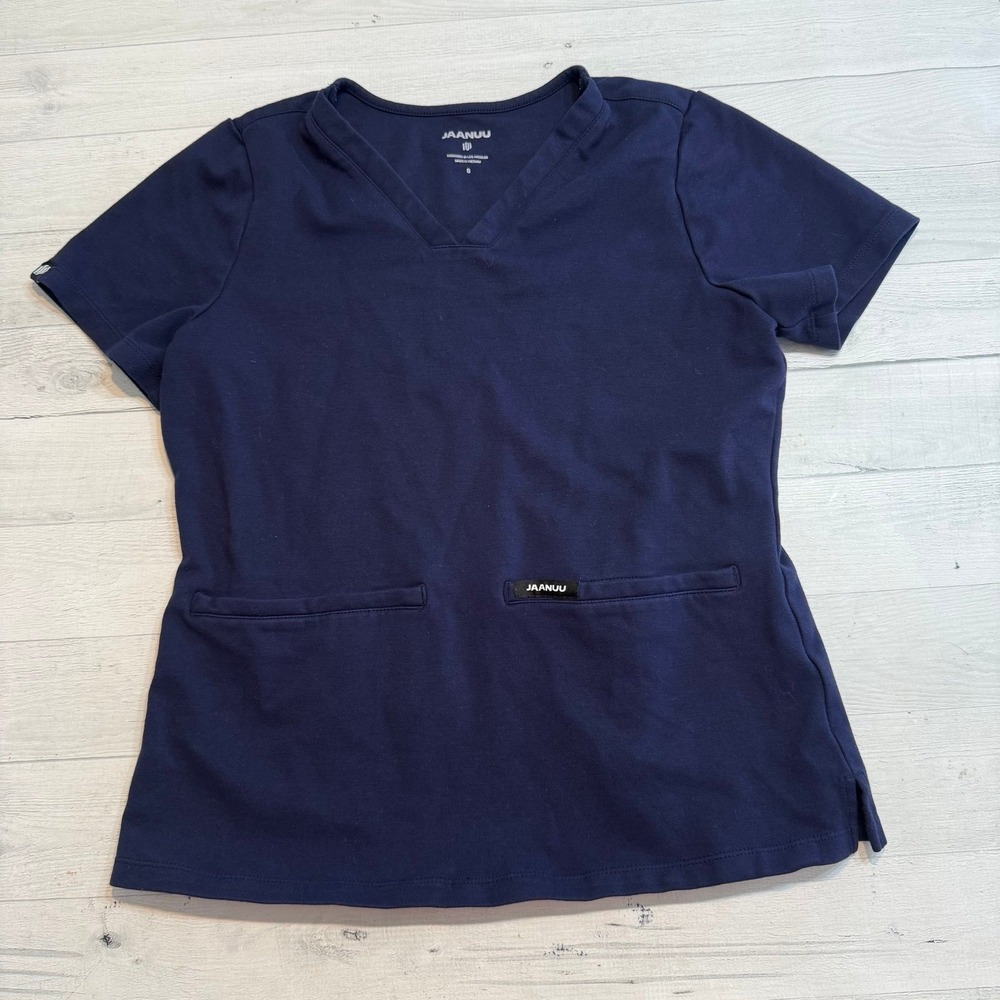 Jaanuu Women's Midnight Navy Cesi Ultrasoft Scrub V-Neck Top women's small